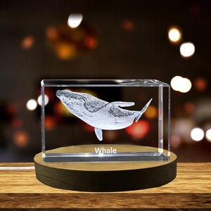 Ocean Symphony Whale Design 3D Engraved Crystal Keepsake image 1