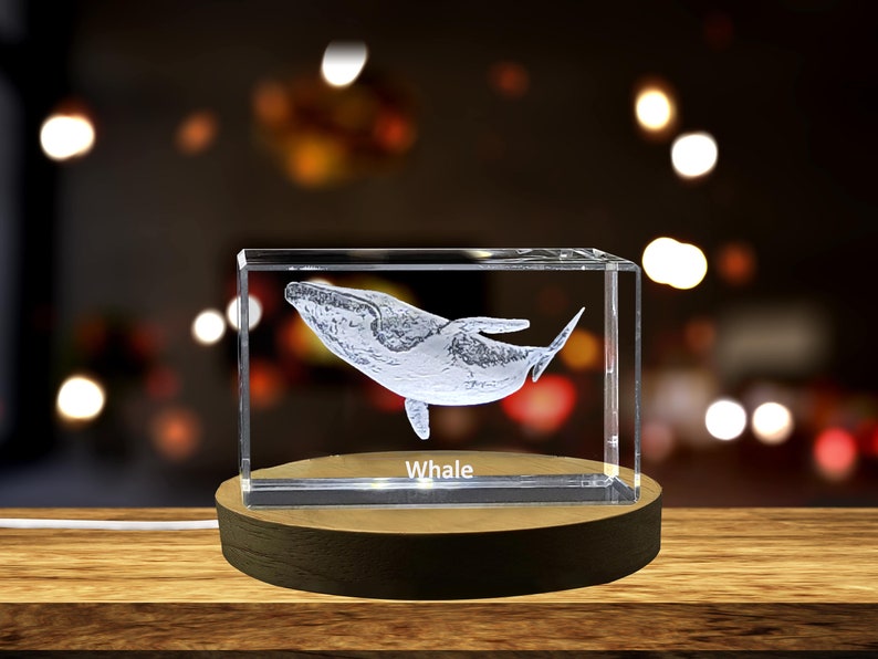 Ocean Symphony Whale Design 3D Engraved Crystal Keepsake image 1