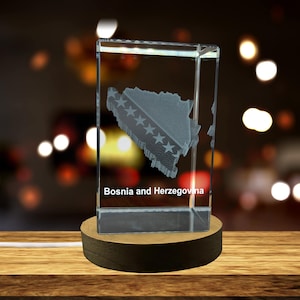 Bosnie-Herzégovine 3D Gravé Cristal 3D Gravé Cristal Souvenir/Cadeau/Décor/Collection/Souvenir