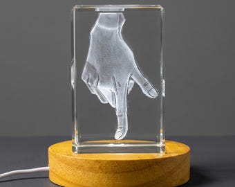 Pointing Down 3D Engraved Crystal Gift – Unique Decorative Symbol