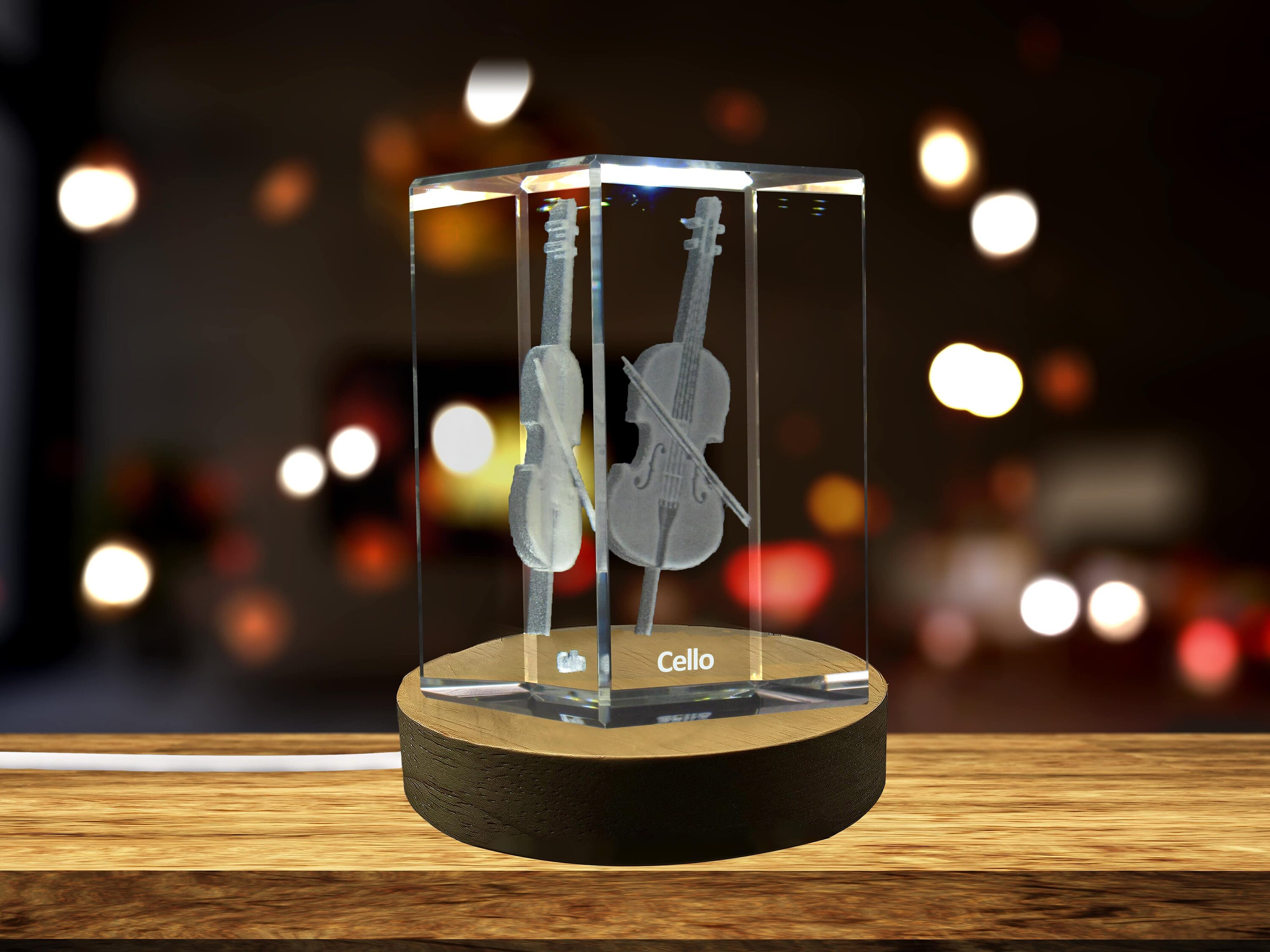 3D Engraved Crystal Cello: Recognition Musical Keepsake With LED