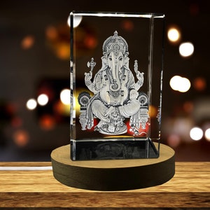 Ganesha 3D Engraved Crystal Keepsake