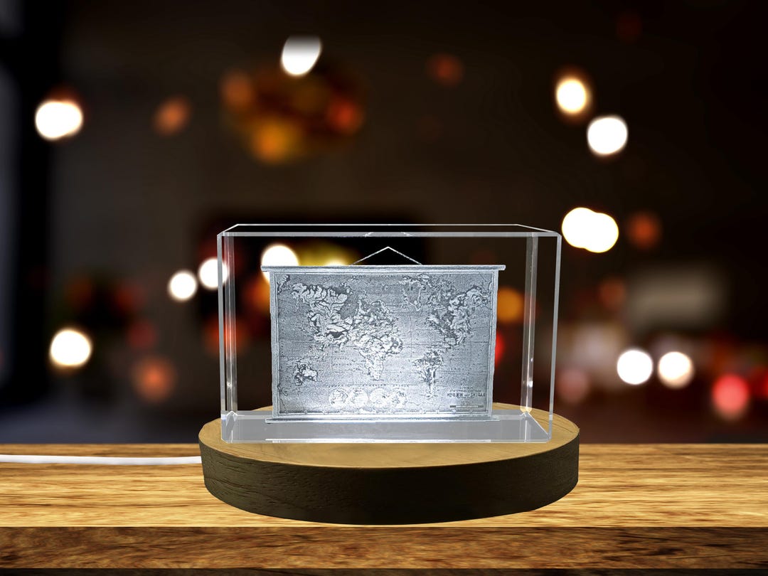 Crystal Map Trophy โ 3D Engraved Geographic Recognition Gift, World Map ...