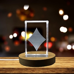 Carte de jeu de symbole de carte de diamant-objet de collection en cristal gravé en 3D exquis
