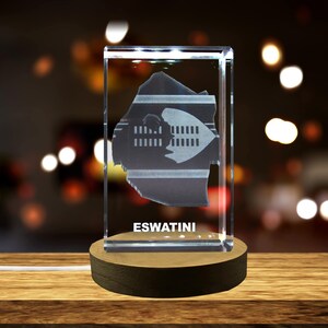 Eswatini 3D Gravé Cristal 3D Gravé Cristal Souvenir/Cadeau/Décor/Collection/Souvenir