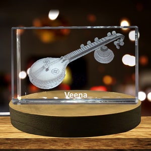 Veena 3D Engraved Crystal 3D Engraved Crystal Keepsake/Gift/Decor/Collectible/Souvenir