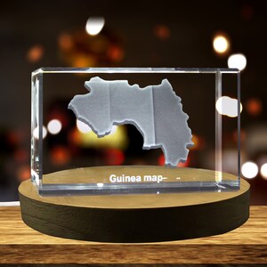 Guinée 3D Gravé Cristal 3D Gravé Cristal Souvenir/Cadeau/Décor/Collection/Souvenir