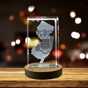 New Jersey 3D Gravé Cristal 3D Gravé Cristal Souvenir/Cadeau/Décor/Collection/Souvenir