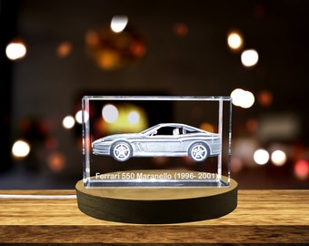 Unleash the Prancing Stallion: Ferrari 550 Maranello (1996–2001) - 3D Engraved Crystal Tribute