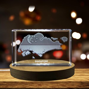 Cristal gravé en 3D de Singapour Souvenir en cristal gravé en 3D/cadeau/décor/objet de collection/souvenir