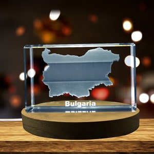 Bulgarie 3D Gravé Cristal 3D Gravé Cristal Souvenir/Cadeau/Décor/Collection/Souvenir