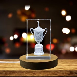 US Open Engraved Crystal Trophy for Tennis Decor | Engraved Grand Slam Championship Award