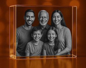 XL Rectangle Personalized 3D Photo Engraved Crystal