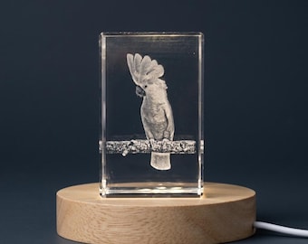 3D Crystal Alexandrine Parrot Sculpture - A Feathered Masterpiece