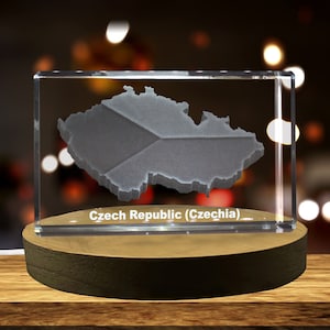 République Tchèque 3D Gravé Cristal 3D Gravé Cristal Souvenir/Cadeau/Décor/Collection/Souvenir