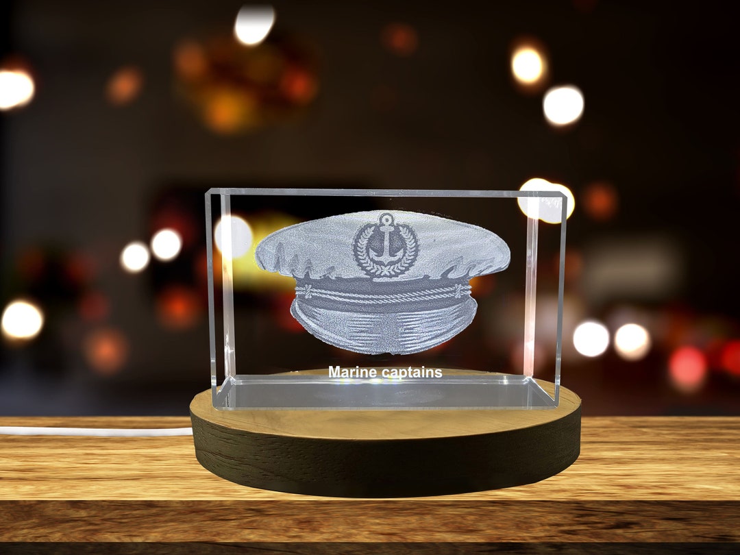 A Captain's Command | Marine Captains Cap 3D Engraved Crystal - Etsy