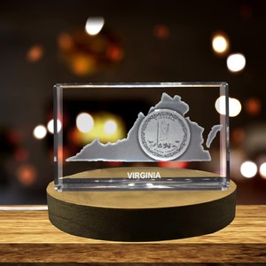Virginia 3D Gravé Cristal 3D Gravé Cristal Souvenir/Cadeau/Décor/Collectible/Souvenir