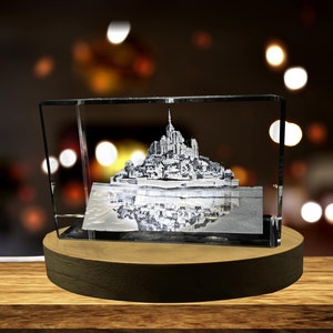 Le Mont-Saint-Michel 3D Engraved Crystal Keepsake Souvenir