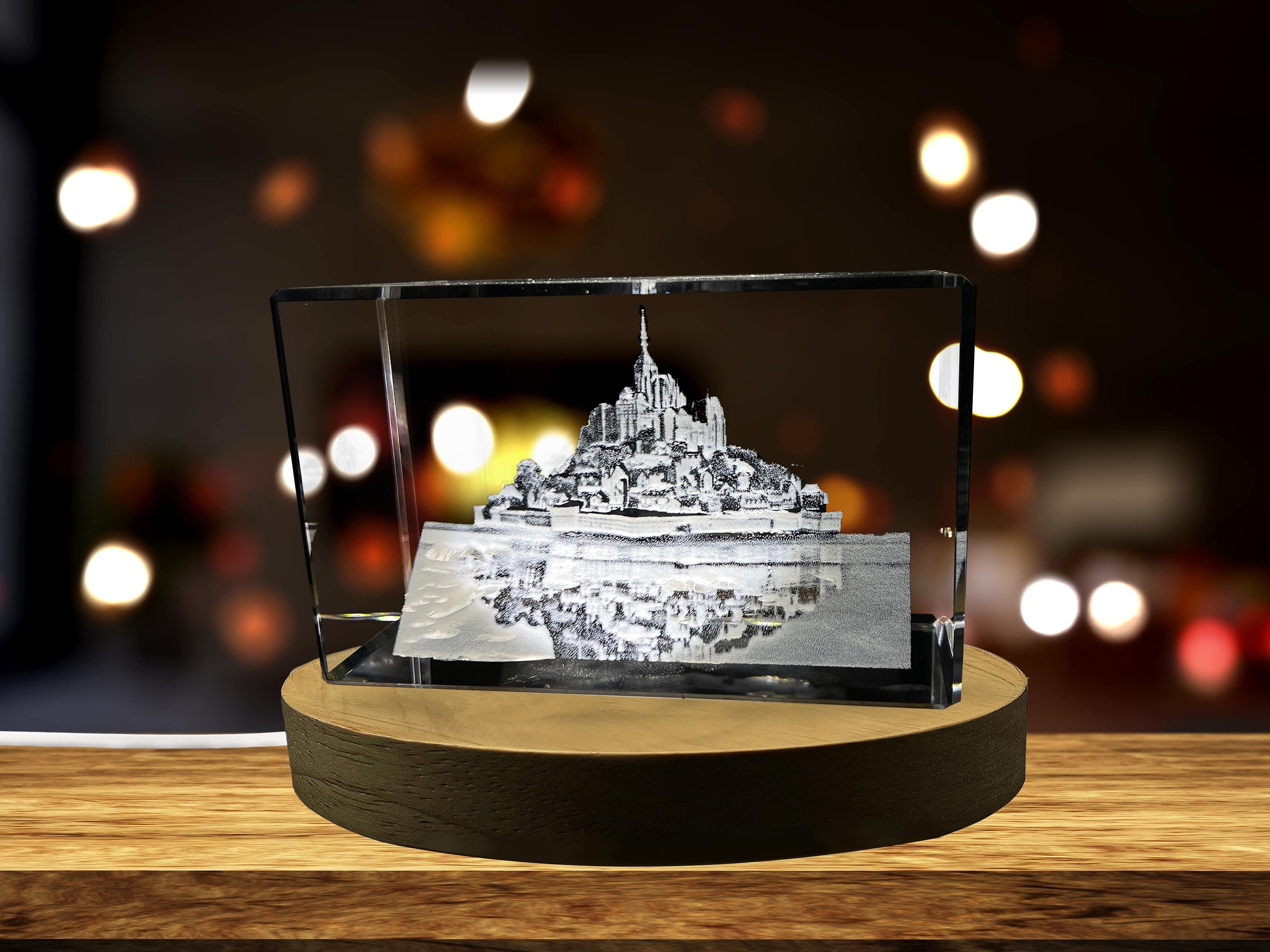 Le Mont-saint-michel 3D Engraved Crystal Keepsake Souvenir