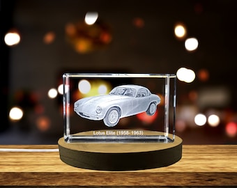 Timeless Beauty: Lotus Elite (1958–1963) - 3D Engraved Crystal Tribute