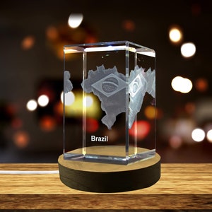Brésil 3D Gravé Cristal 3D Gravé Cristal Souvenir/Cadeau/Décor/Collection/Souvenir