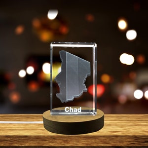 Tchad 3D Gravé Cristal 3D Gravé Cristal Souvenir/Cadeau/Décor/Collection/Souvenir