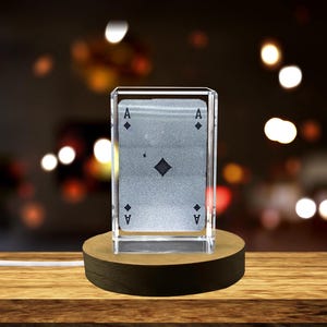 Carte de jeu Ace of Diamond – Exquis cristal gravé en 3D à collectionner