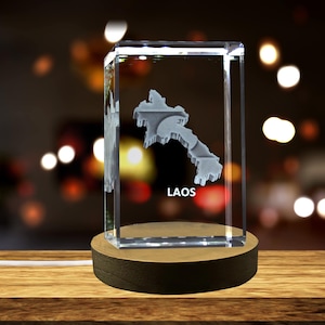 Cristal gravé 3D du Laos Souvenir/cadeau/décor/objet de collection/souvenir en cristal gravé 3D