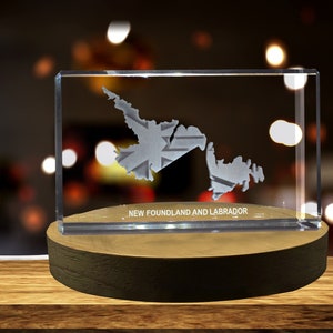 Terre-Neuve-et-Labrador Cristal gravé en 3D Souvenir en cristal gravé en 3D/Cadeau/Décor/Objet de collection/Souvenir