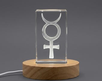 Mercury 3D Engraved Crystal Gift for Science and Astronomy Enthusiasts