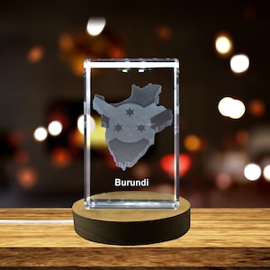 Burundi Gravé 3D Cristal 3D Gravé Cristal Souvenir/Cadeau/Décor/Collection/Souvenir