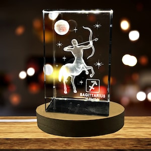 Sagittarius Zodiac Sign 3D Engraved Crystal Keepsake Gift