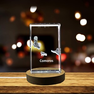 Comores 3D Gravé Cristal 3D Gravé Cristal Souvenir/Cadeau/Décor/Collection/Souvenir
