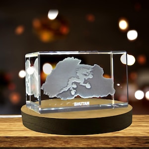 Bhoutan Gravé 3D Cristal Gravé 3D Cristal Souvenir/Cadeau/Décor/Collection/Souvenir