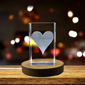 Carte de jeu de symbole de carte de coeur - Enchanteur de cristal gravé en 3D à collectionner