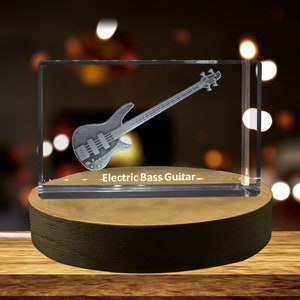 Bass Guitar 3D Engraved Crystal Home Decor Gift