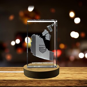 Territoires du Nord-Ouest Cristal gravé en 3D Souvenir en cristal gravé en 3D/Cadeau/Décor/Objet de collection/Souvenir