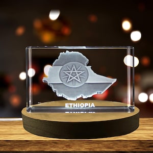 Cristal gravé 3D Éthiopie Souvenir/cadeau/décor/objet de collection/souvenir en cristal gravé 3D