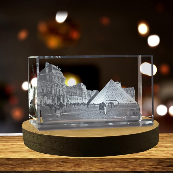 Musée du Louvre 3D-graviertes Kristall-Andenken-Souvenir