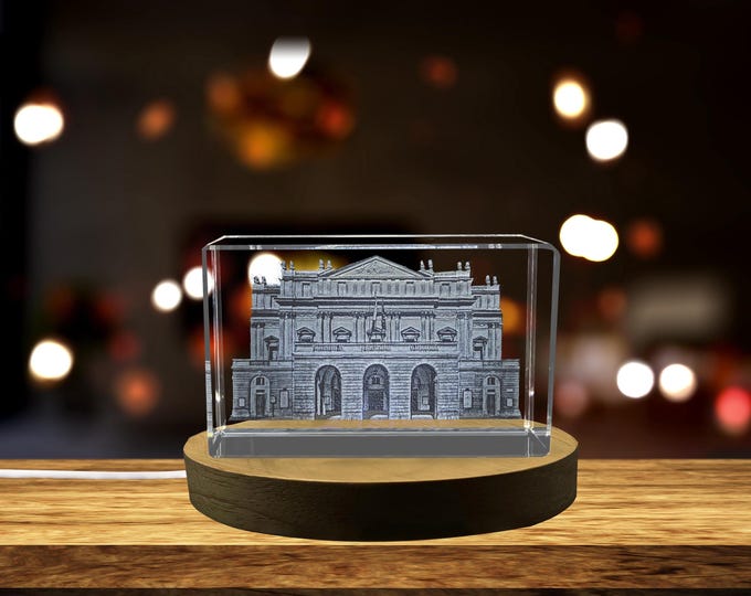La Scala Theatre 3D Engraved Crystal – Keepsake Gift with LED Base