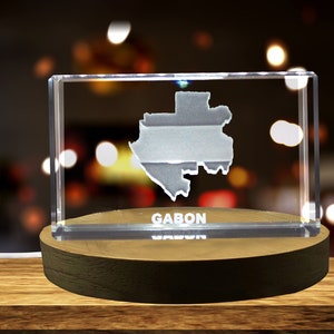 Gabon Gravé 3D Cristal Gravé 3D Cristal Souvenir/Cadeau/Décor/Collection/Souvenir