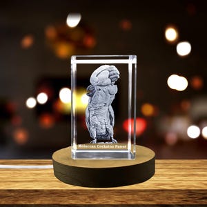 Vivacious Crystal Moluccan Cockatoo Sculpture - A Feathered Masterwork