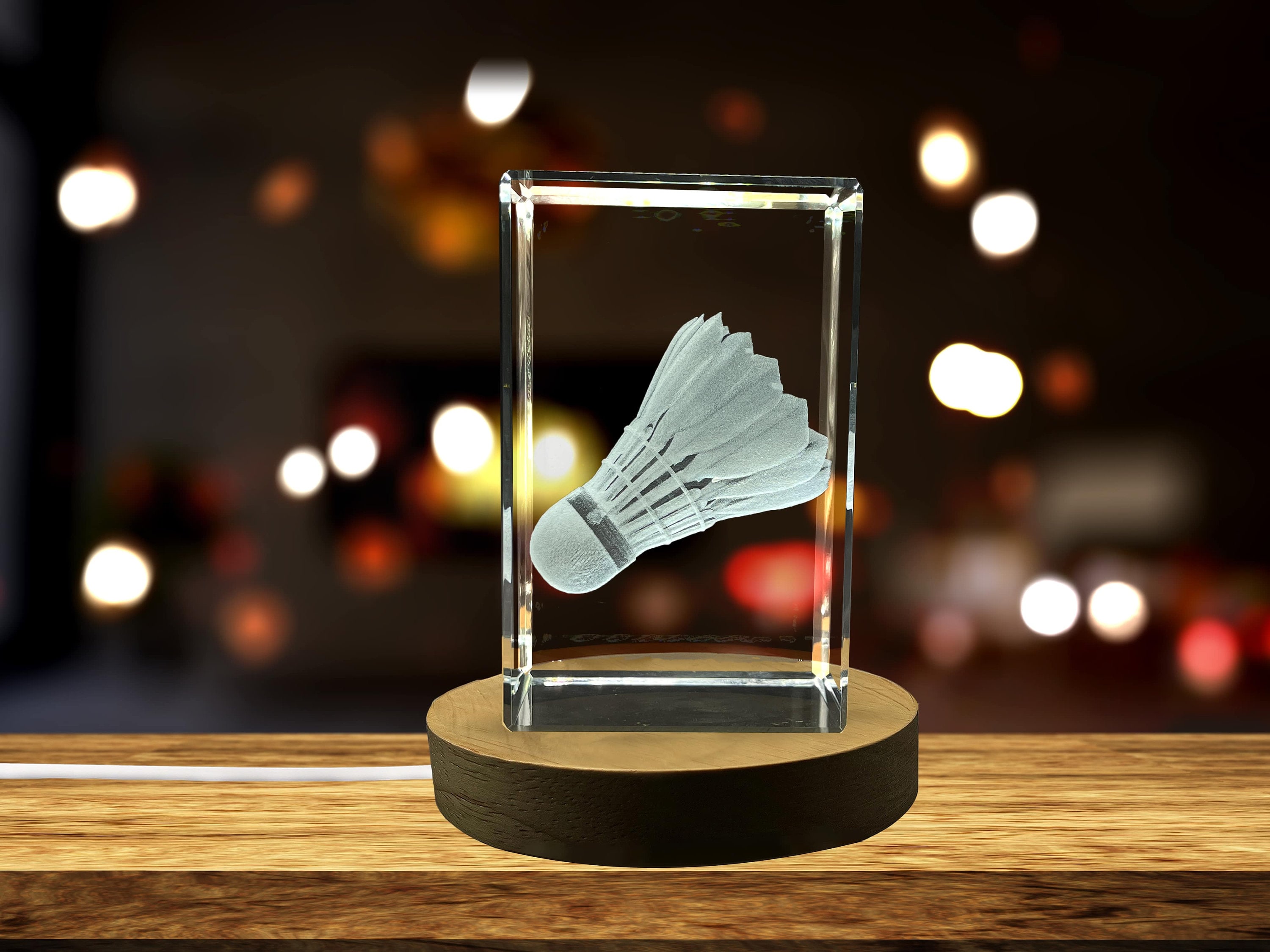 Badminton-Art 3d-Engraved-Crystal-Keepsake Gift/Decor Collectible Souvenir Recognition-3d-Photo-Engraved-Crystal