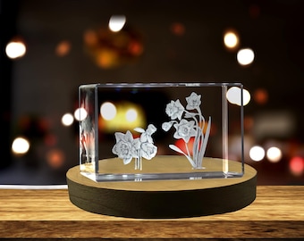 Daffodil Flower 3D Engraved Crystal Keepsake/Gift/Decor/Collectible/Souvenir