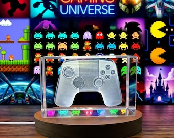 3D Engraved Crystal Game Controller 2013 – Gamer Award with LED Base