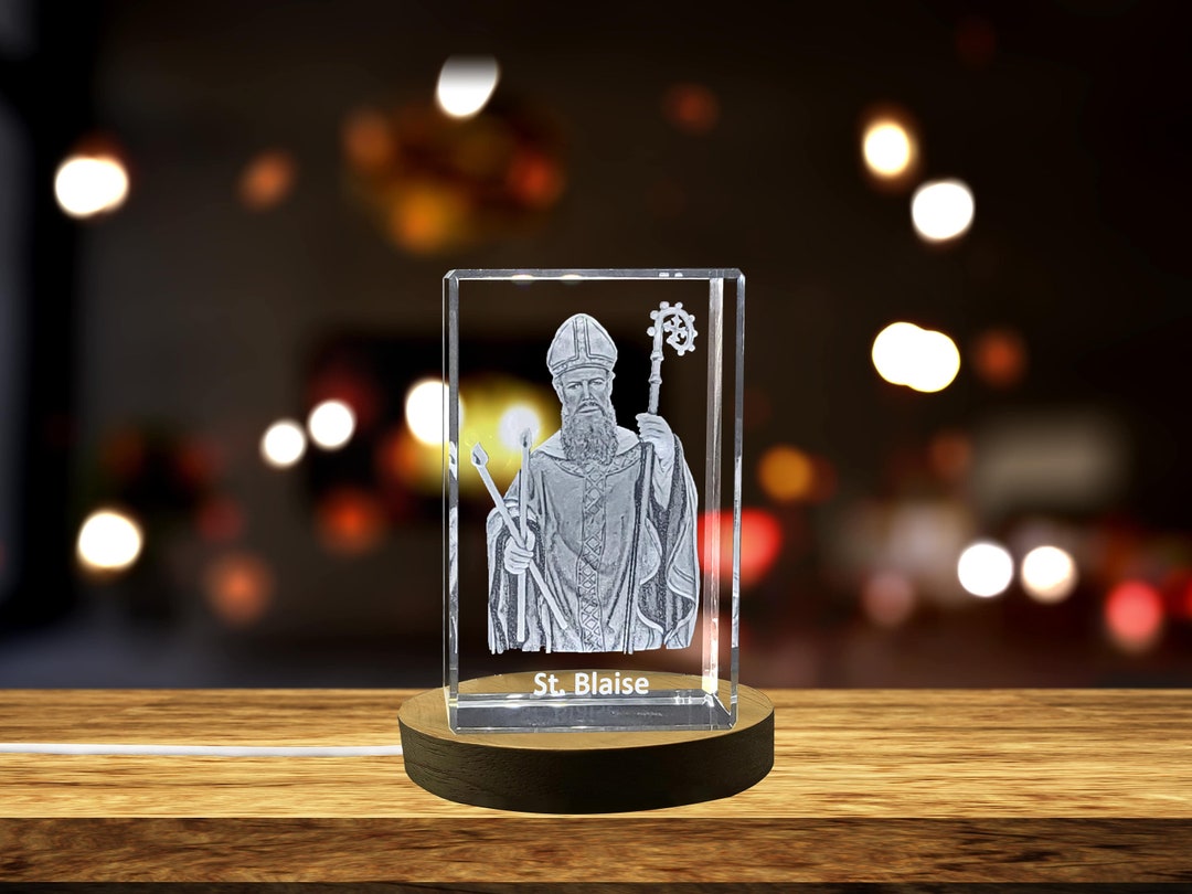 St. Blaise Patron Saint of Throat Illnesses Gift Religious 3D Engraved Crystal Etsy