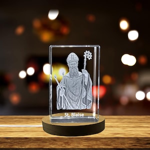 St. Blaise | Patron Saint of Throat Illnesses Gift | Religious 3D Engraved Crystal