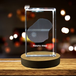 Nauru 3D Gravé Cristal 3D Gravé Cristal Souvenir/Cadeau/Décor/Collection/Souvenir