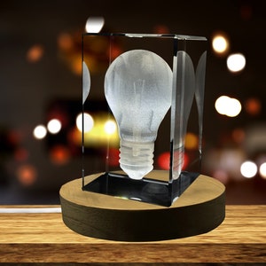 Lightbulb 3D Engraved Crystal Novelty Decor