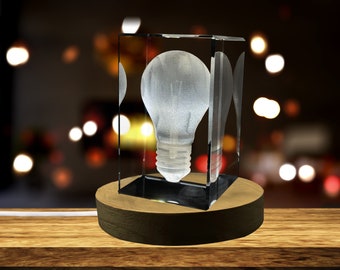 Lightbulb 3D Engraved Crystal Novelty Decor